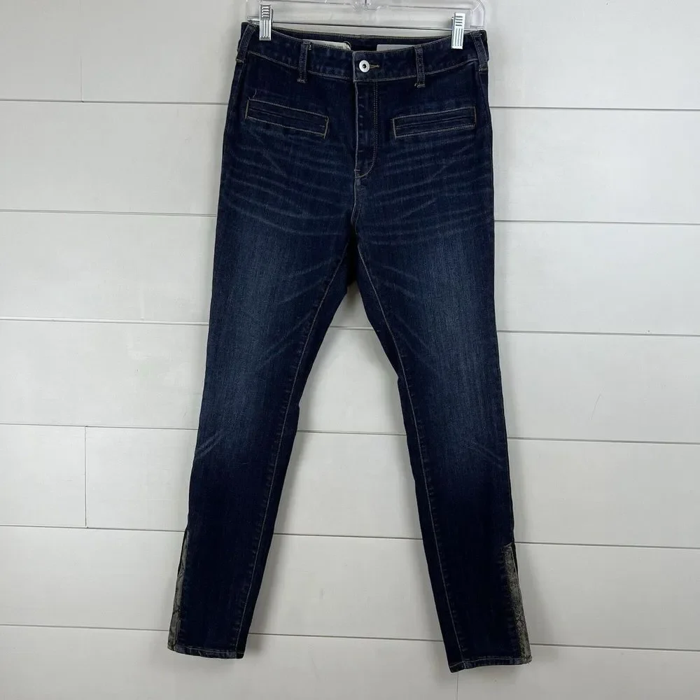 Anthropologie Pilcro High Rise Skinny Jeans Ankle Zip Snakeskin‎ Women's 29
